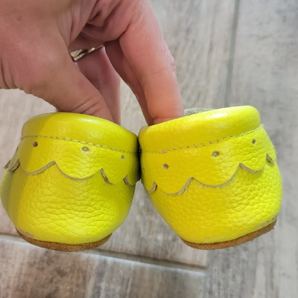 Monkey Feet Leather Flat Shoe Moccasin Bundle Fruit Yellow Baby Size 6-12 Months